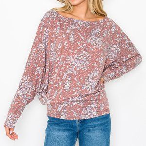 Floral printed dolman sleeve